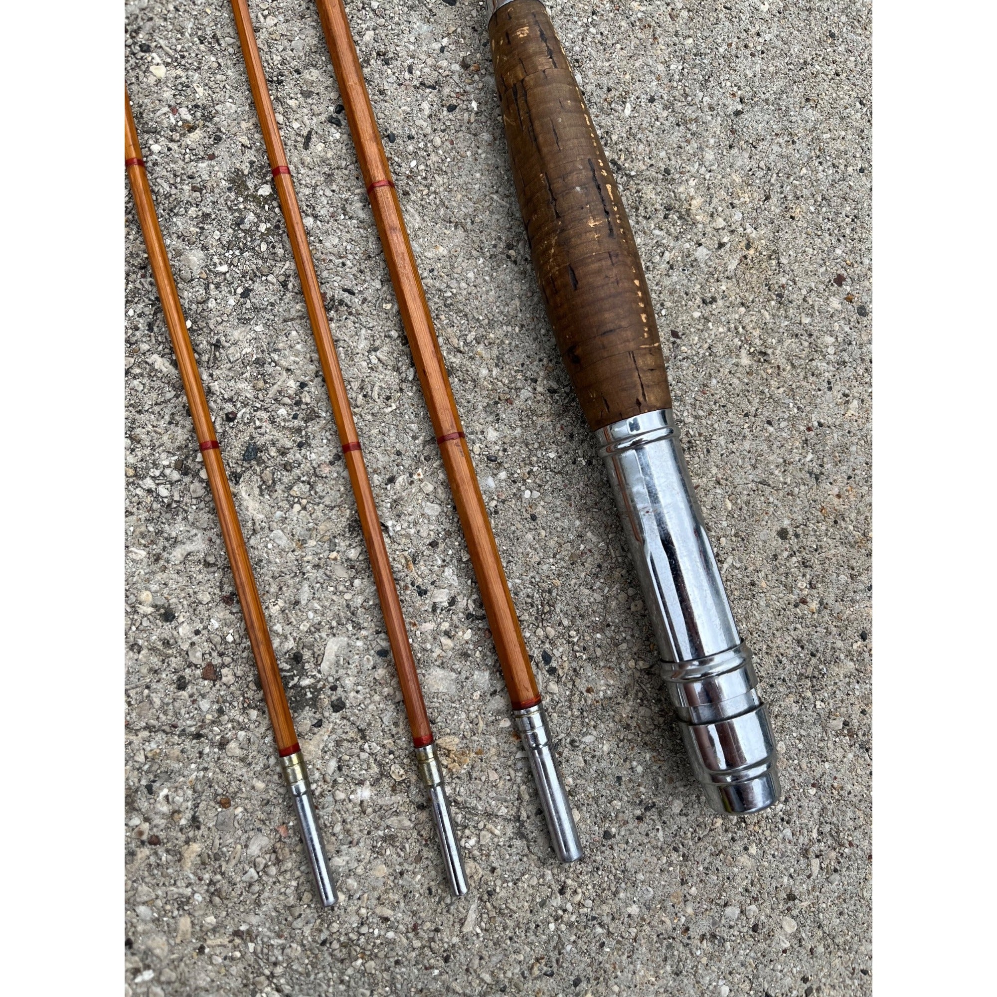 Vintage Horrock Ibboston Bamboo 3pc Fly Fishing Rod w/ Extra Tip End - Antique
