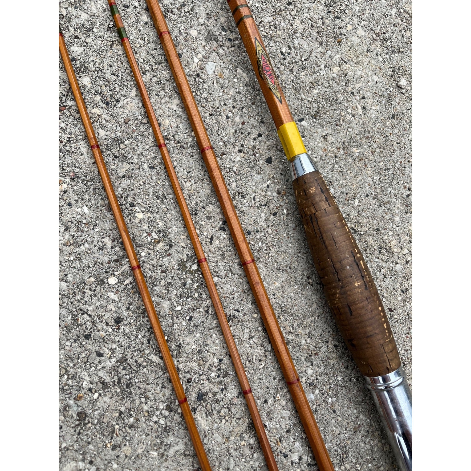 Vintage Horrock Ibboston Bamboo 3pc Fly Fishing Rod w/ Extra Tip End - Antique