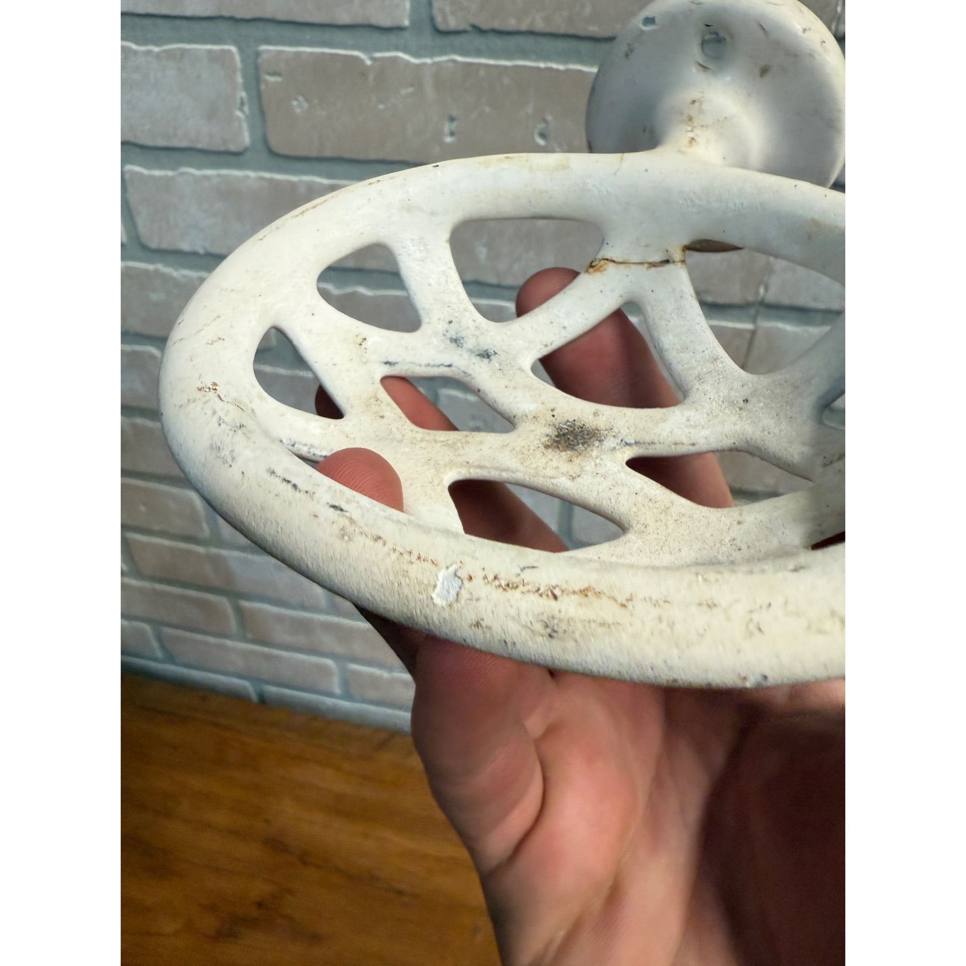 Antique Vintage Soap Dish Cast Iron Ceramic / Enamel Coated Bathroom Wall Mount
