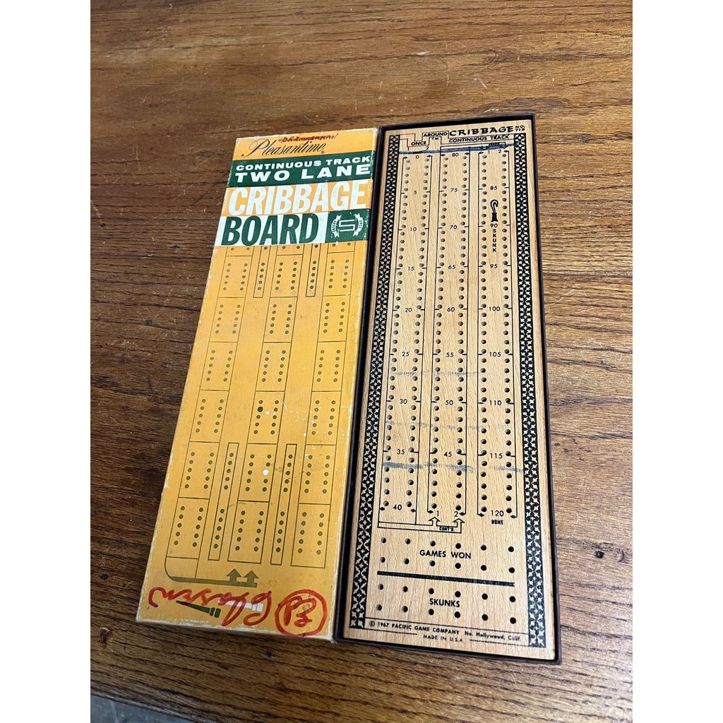 Vintage 1967 Pacific Game Co. Pleasantime Two Lane Cribbage Board