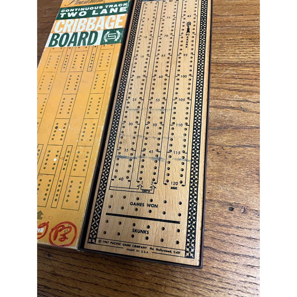 Vintage 1967 Pacific Game Co. Pleasantime Two Lane Cribbage Board