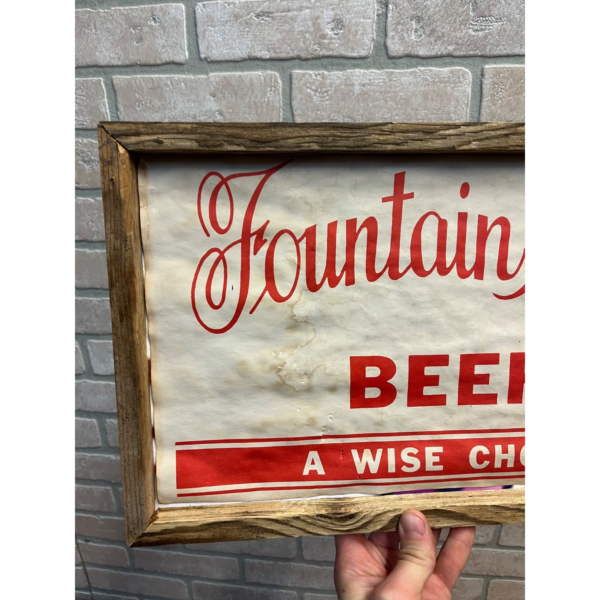Vintage 1940s Fountain City Wisconsin Brew Beer Paper Advertising Sign Banner
