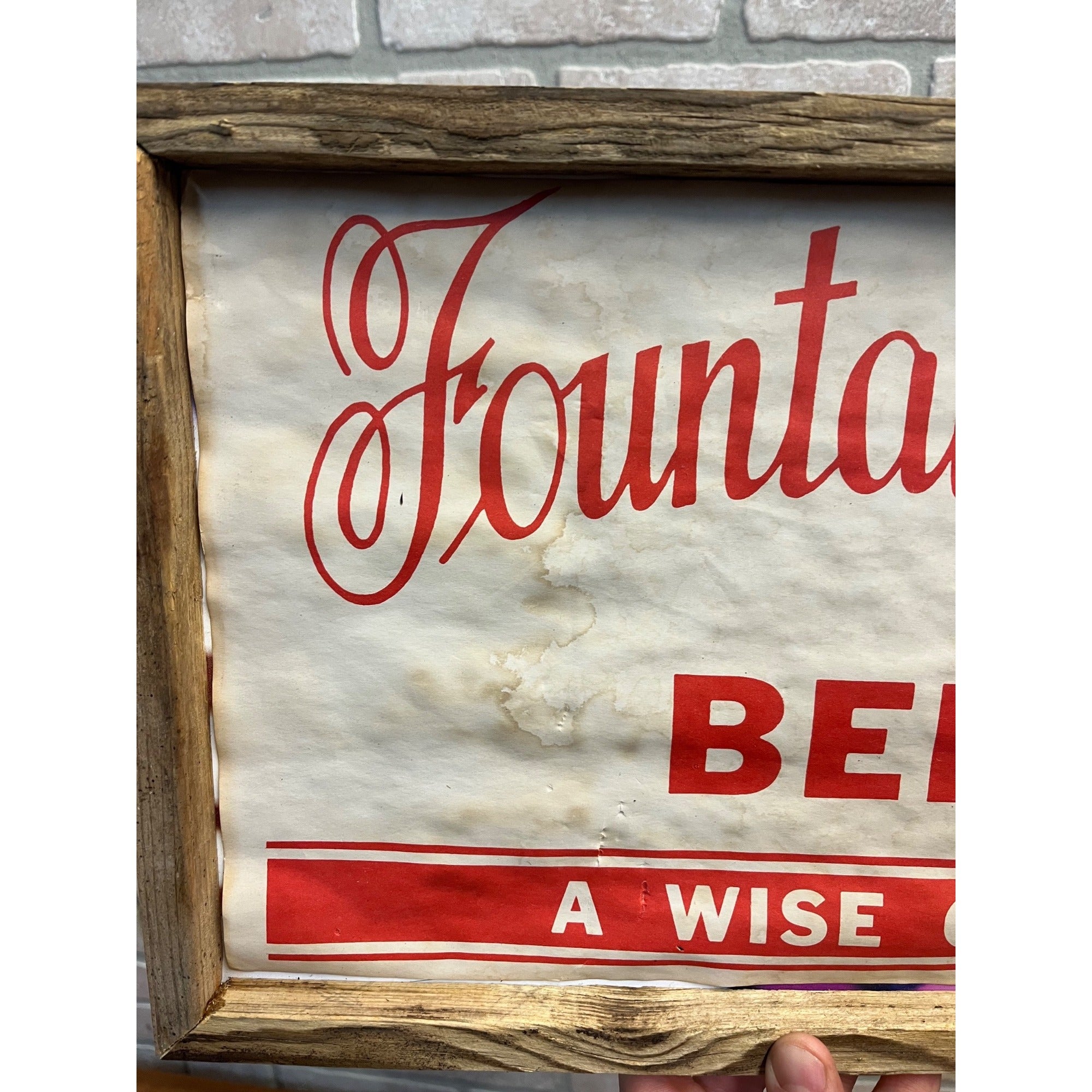 Vintage 1940s Fountain City Wisconsin Brew Beer Paper Advertising Sign Banner
