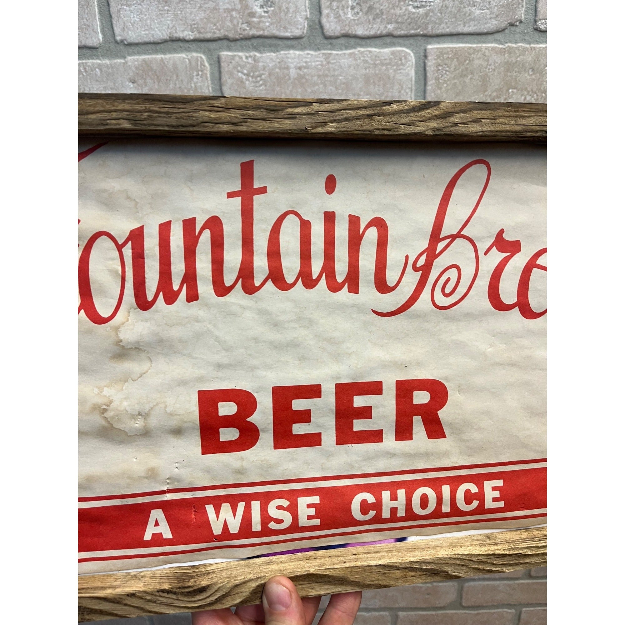 Vintage 1940s Fountain City Wisconsin Brew Beer Paper Advertising Sign Banner