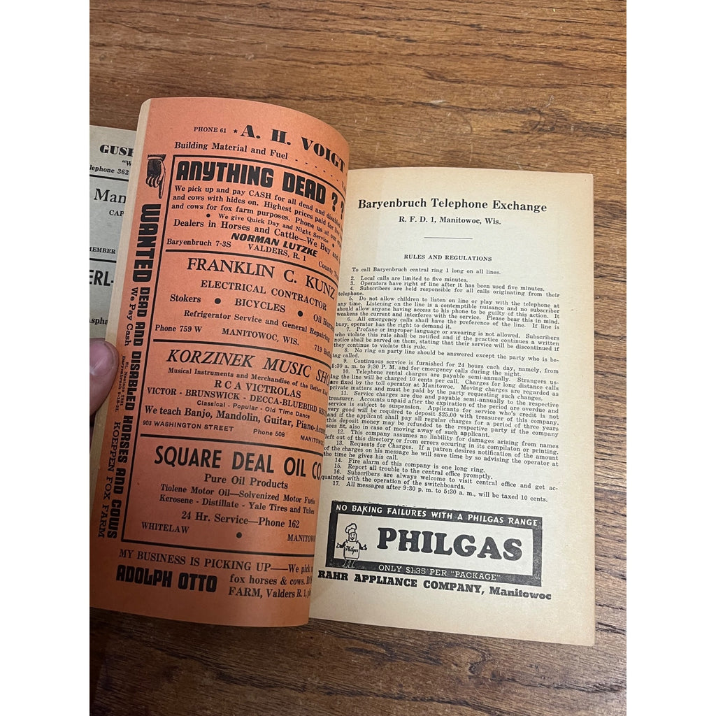 Vintage Newton Manitowoc Telephone Directory Books 1939 & 1936