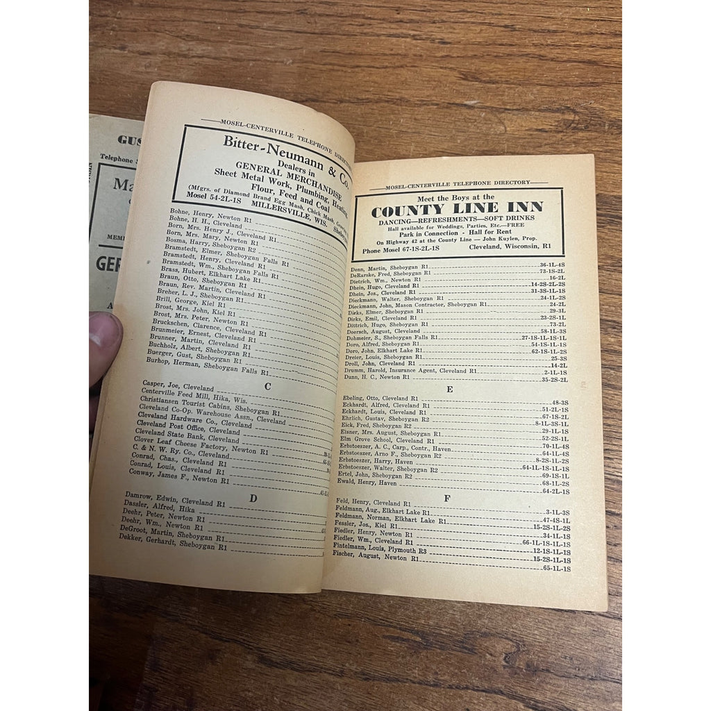 Vintage Newton Manitowoc Telephone Directory Books 1939 & 1936