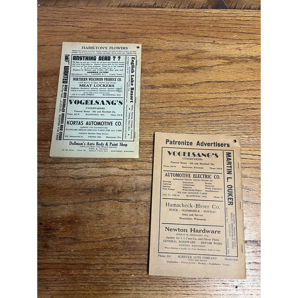Vintage Newton Manitowoc Telephone Directory Books 1939 & 1936