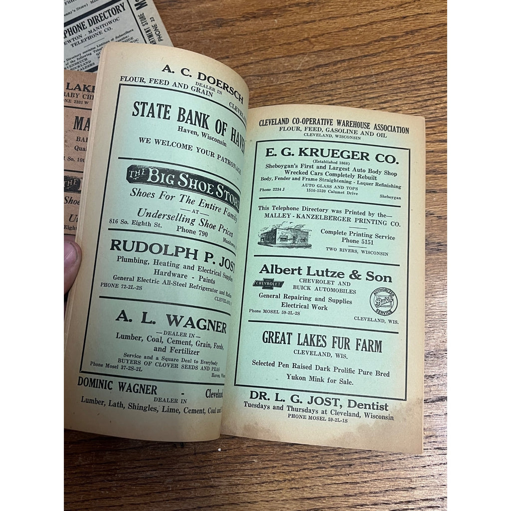 Vintage Newton Manitowoc Telephone Directory Books 1939 & 1936