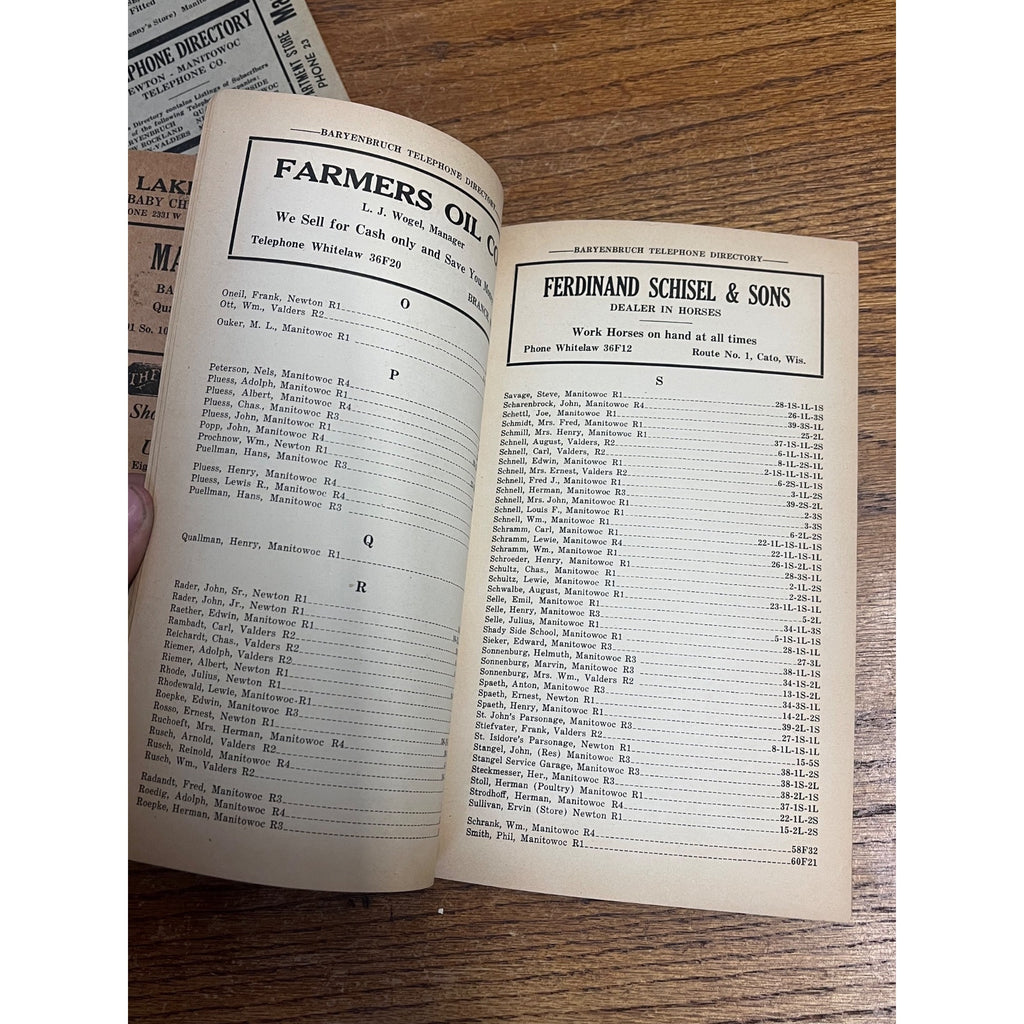 Vintage Newton Manitowoc Telephone Directory Books 1939 & 1936