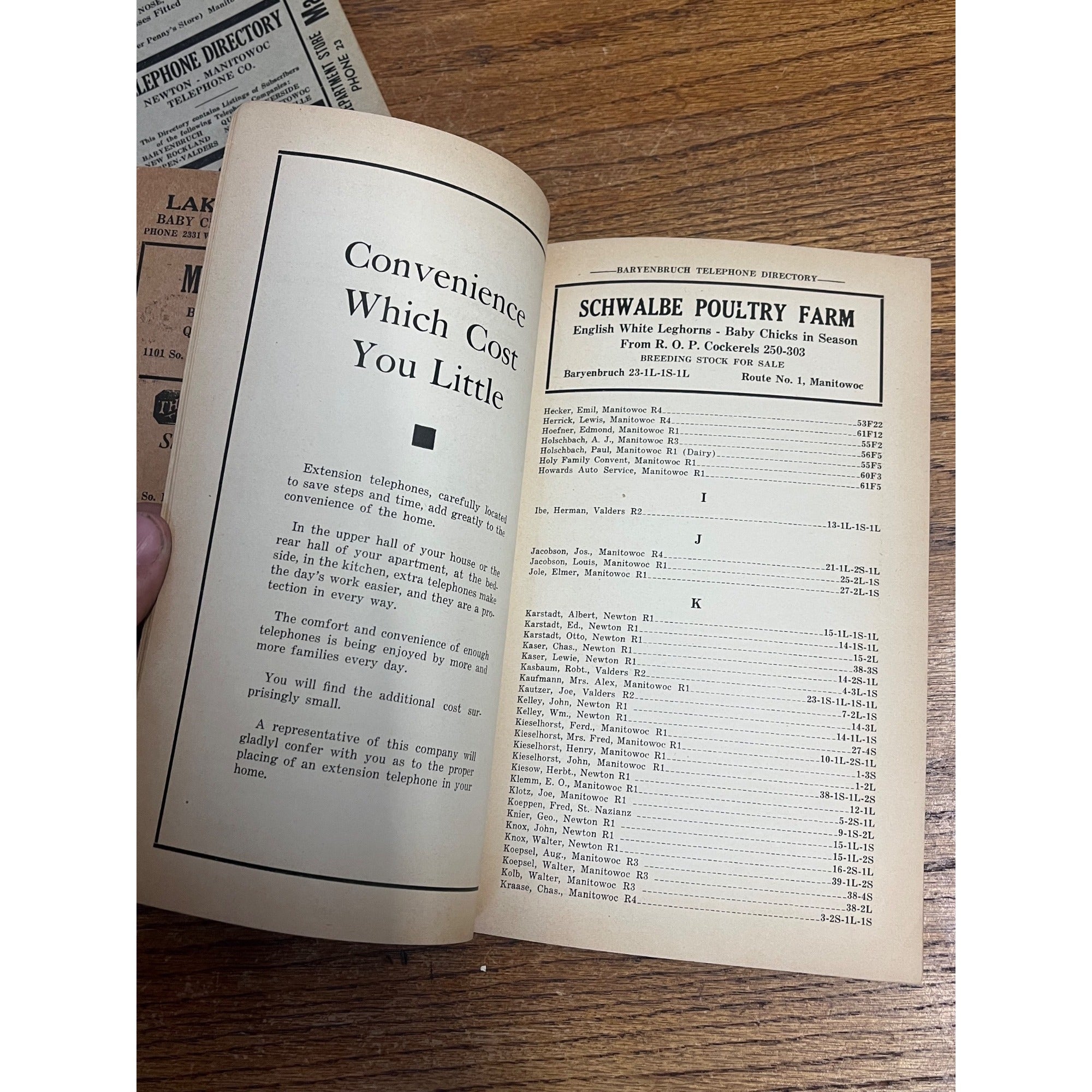 Vintage Newton Manitowoc Telephone Directory Books 1939 & 1936
