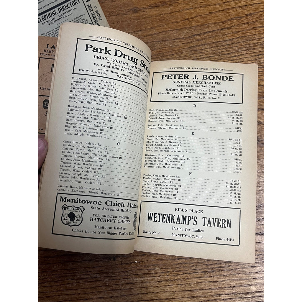 Vintage Newton Manitowoc Telephone Directory Books 1939 & 1936