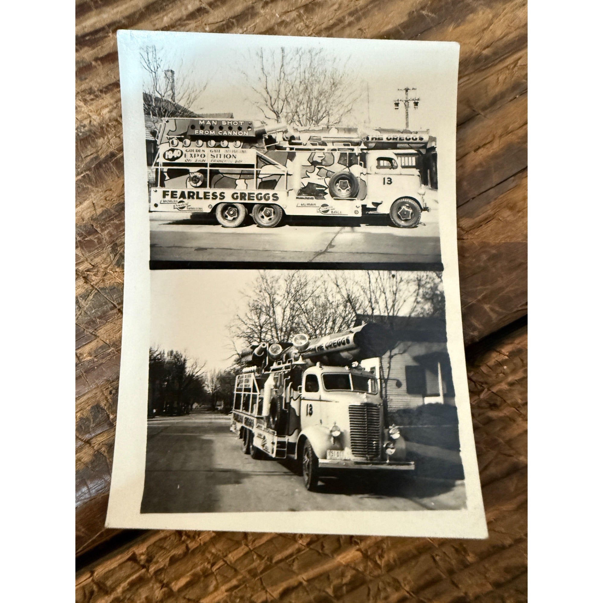 Vintage Fearless Greggs 1950s Cannonball Truck Photo Real Snapshot Amusement Wis