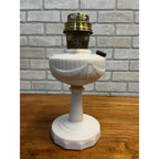 Aladdin Alacite Tall Lincoln Drape Oil Lamp w/ Model 23 Burner Pink White