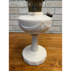 Aladdin Alacite Tall Lincoln Drape Oil Lamp w/ Model 23 Burner Pink White