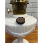 Aladdin Alacite Tall Lincoln Drape Oil Lamp w/ Model 23 Burner Pink White