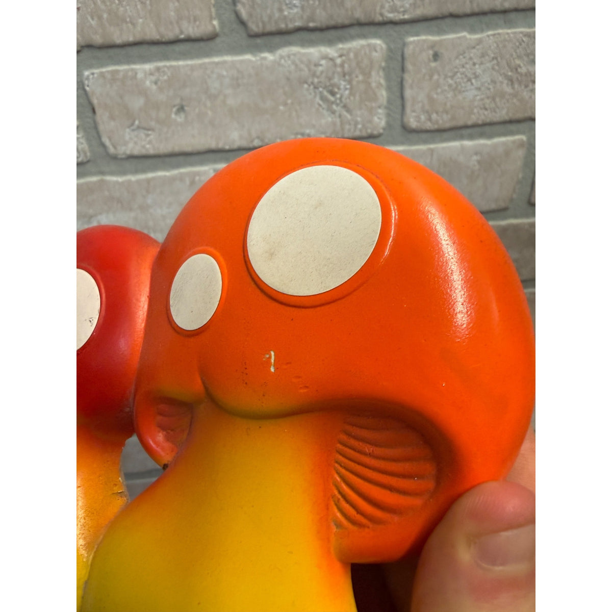 Vintage 1970s 1976 Chalkware Mushroom Wall Decor Miller Studio Orange Yellow
