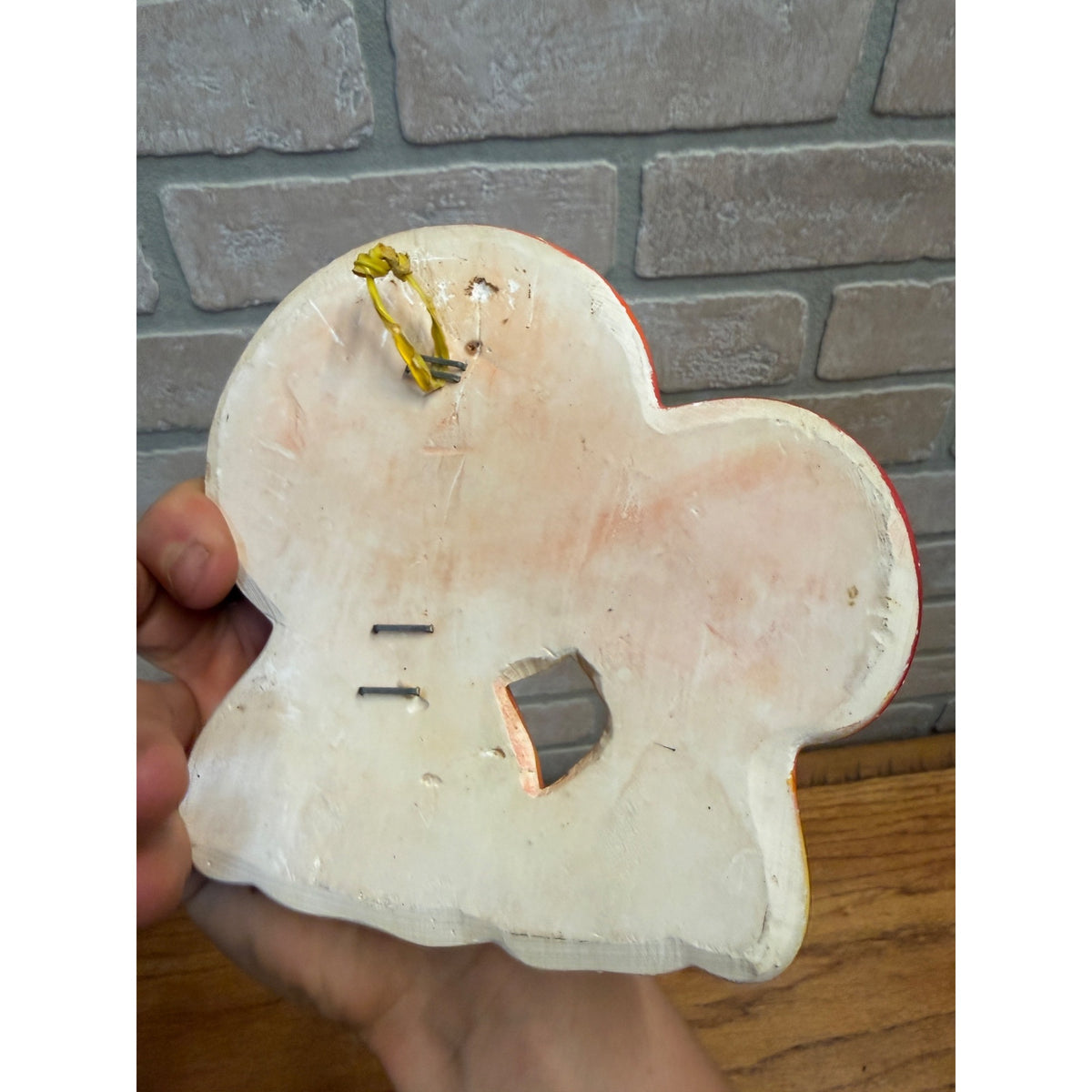 Vintage 1970s 1976 Chalkware Mushroom Wall Decor Miller Studio Orange Yellow