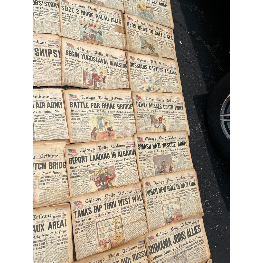 Chicago Daily Tribune Newspaper Lot WWII 1944-45 Cartoon Headliners US Army Homefront