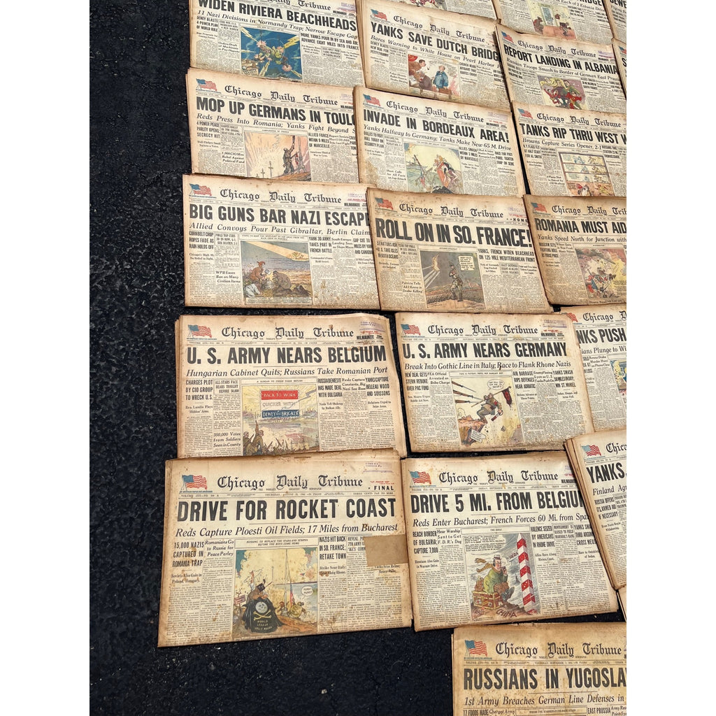 Chicago Daily Tribune Newspaper Lot WWII 1944-45 Cartoon Headliners US Army Homefront