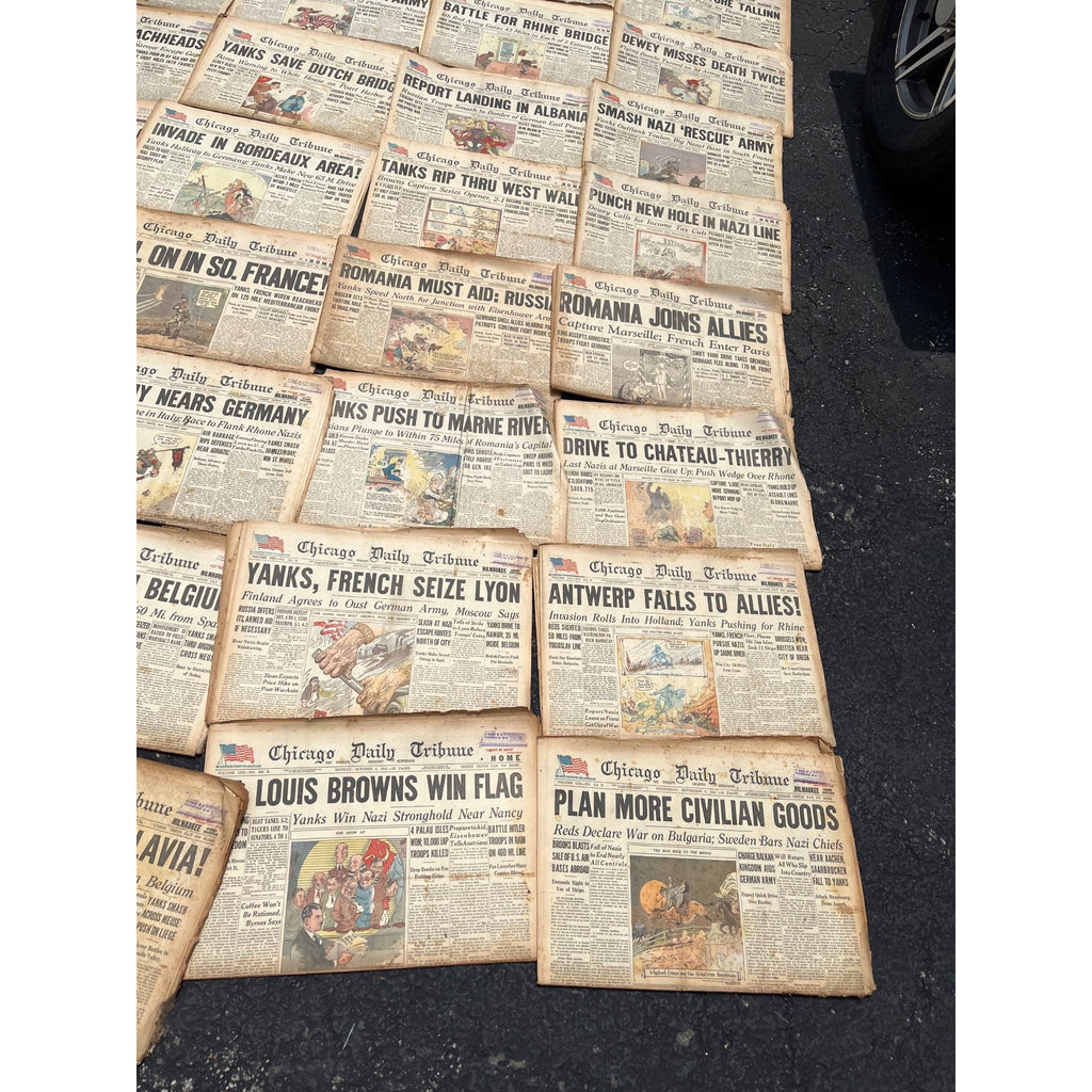 Chicago Daily Tribune Newspaper Lot WWII 1944-45 Cartoon Headliners US Army Homefront