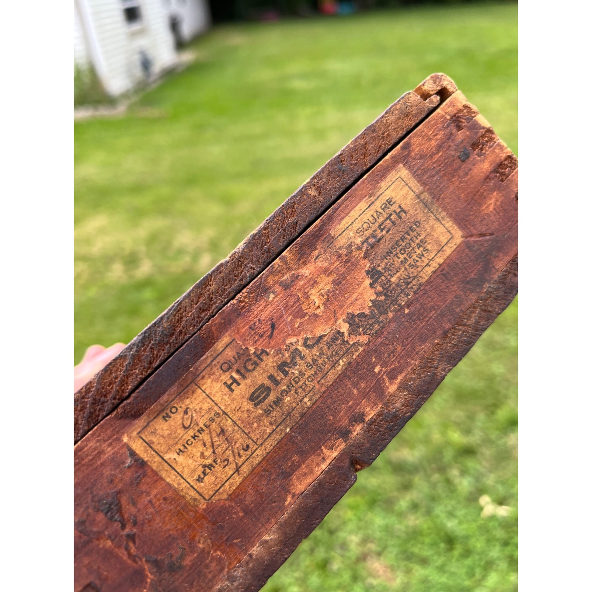 Vintage Simonds Saw & Tool Co. Brace Drill Bit Wooden Crate Box Slide-Top