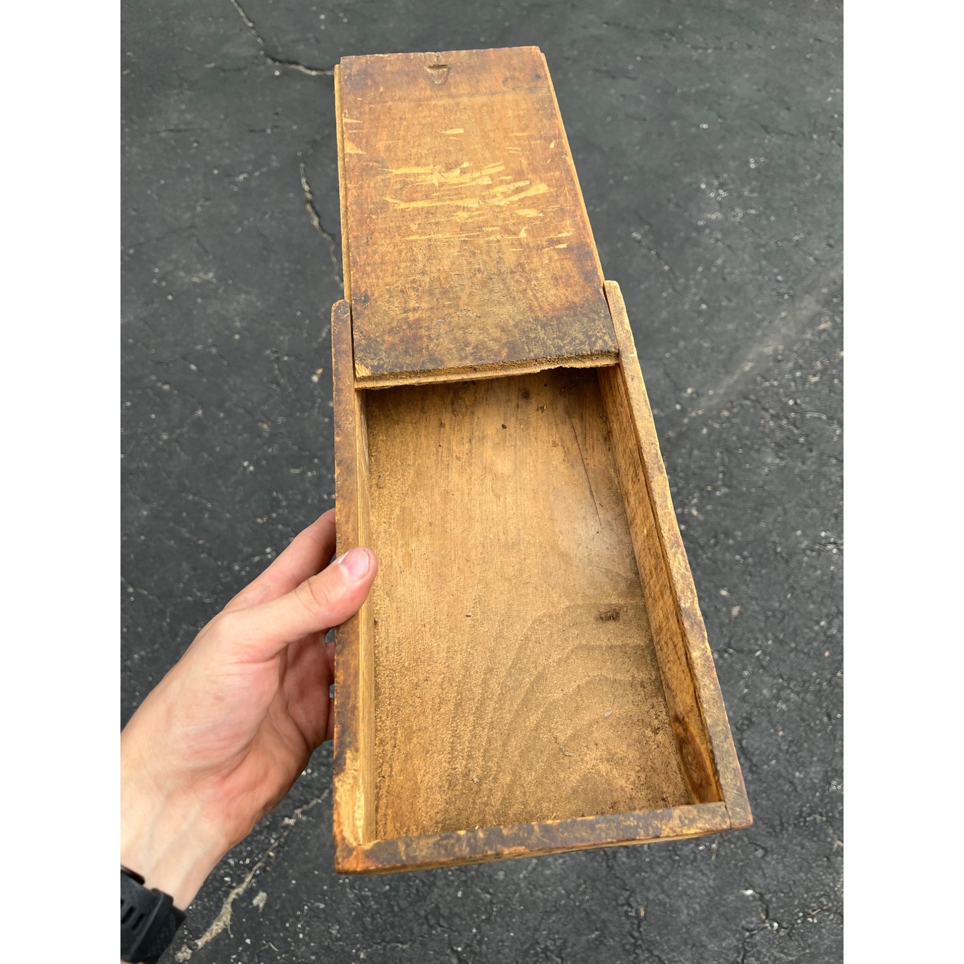 Vintage Simonds Saw & Tool Co. Brace Drill Bit Wooden Crate Box Slide-Top