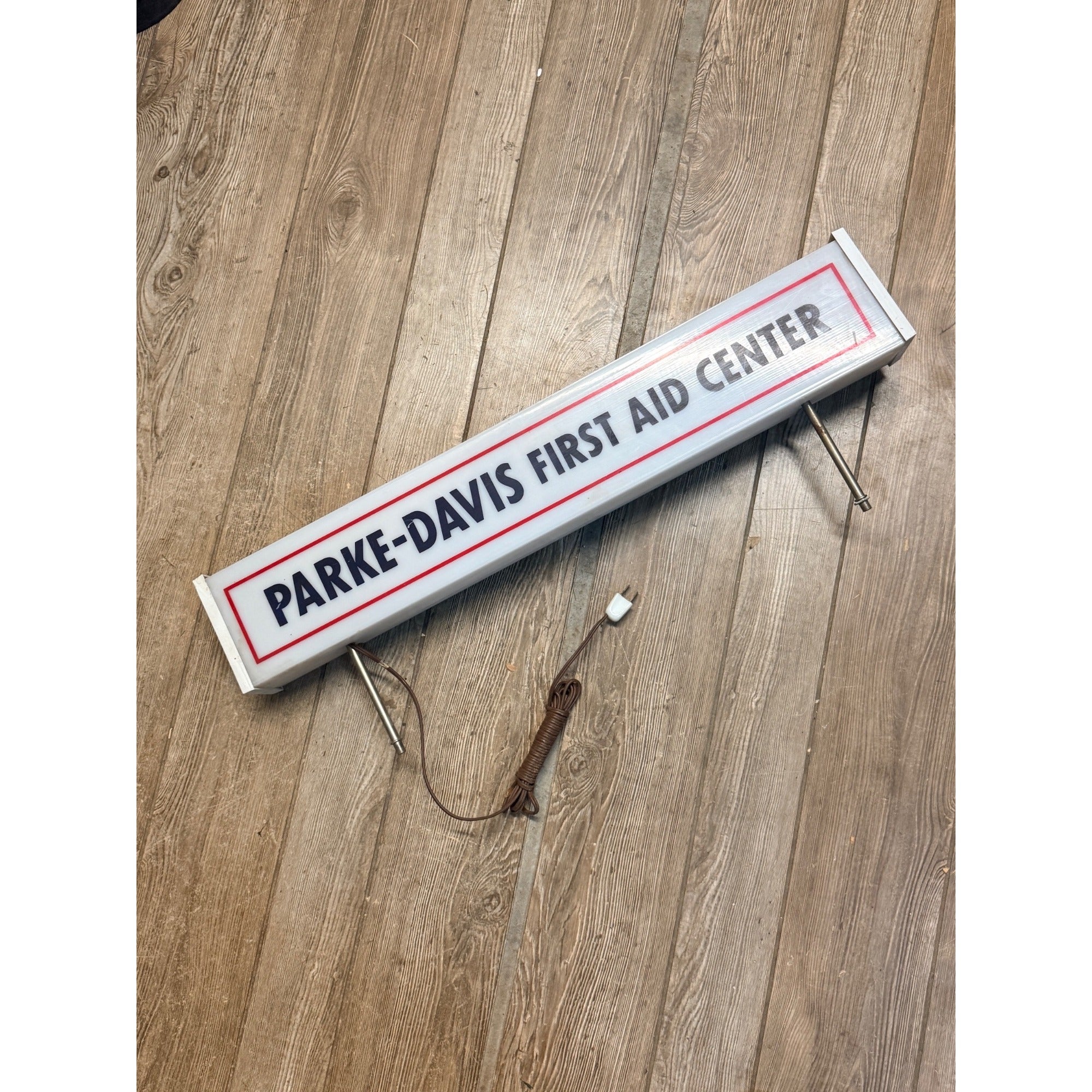Vintage Parke-Davis First Aid Center Lighted Advertising Sign Drug Store Display