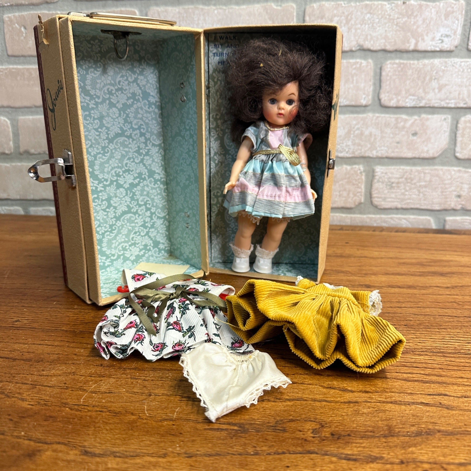 Vintage 1950's Joanie Walker Doll With Clothes & Wardrobe Trunk