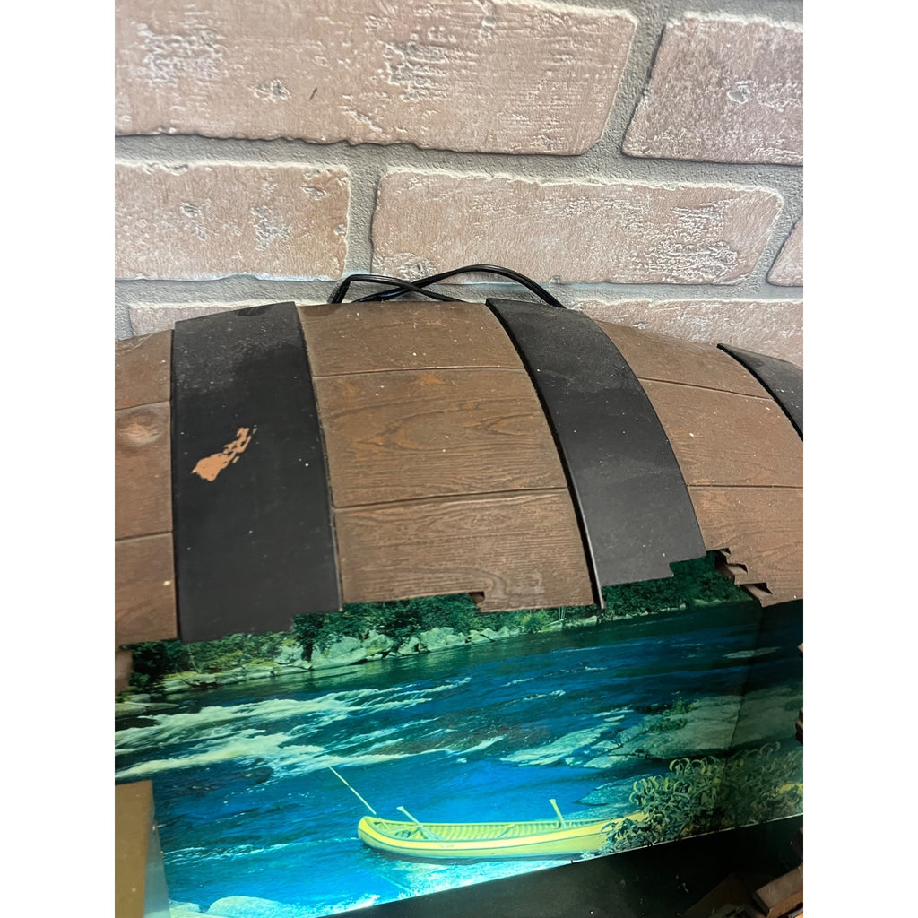 Vintage Hamm's Beer Lighted Barrel Sign Canoe Scene On Tap Bar Display Wall Hanging