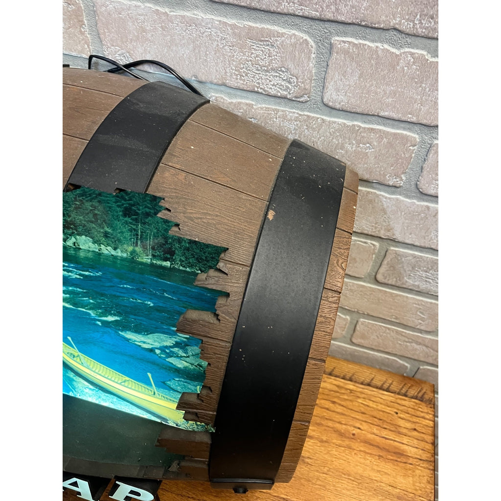 Vintage Hamm's Beer Lighted Barrel Sign Canoe Scene On Tap Bar Display Wall Hanging
