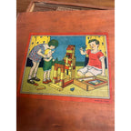 Vintage Wooden Architectural Building Blocks Child's Toy Dovetail Box Japan