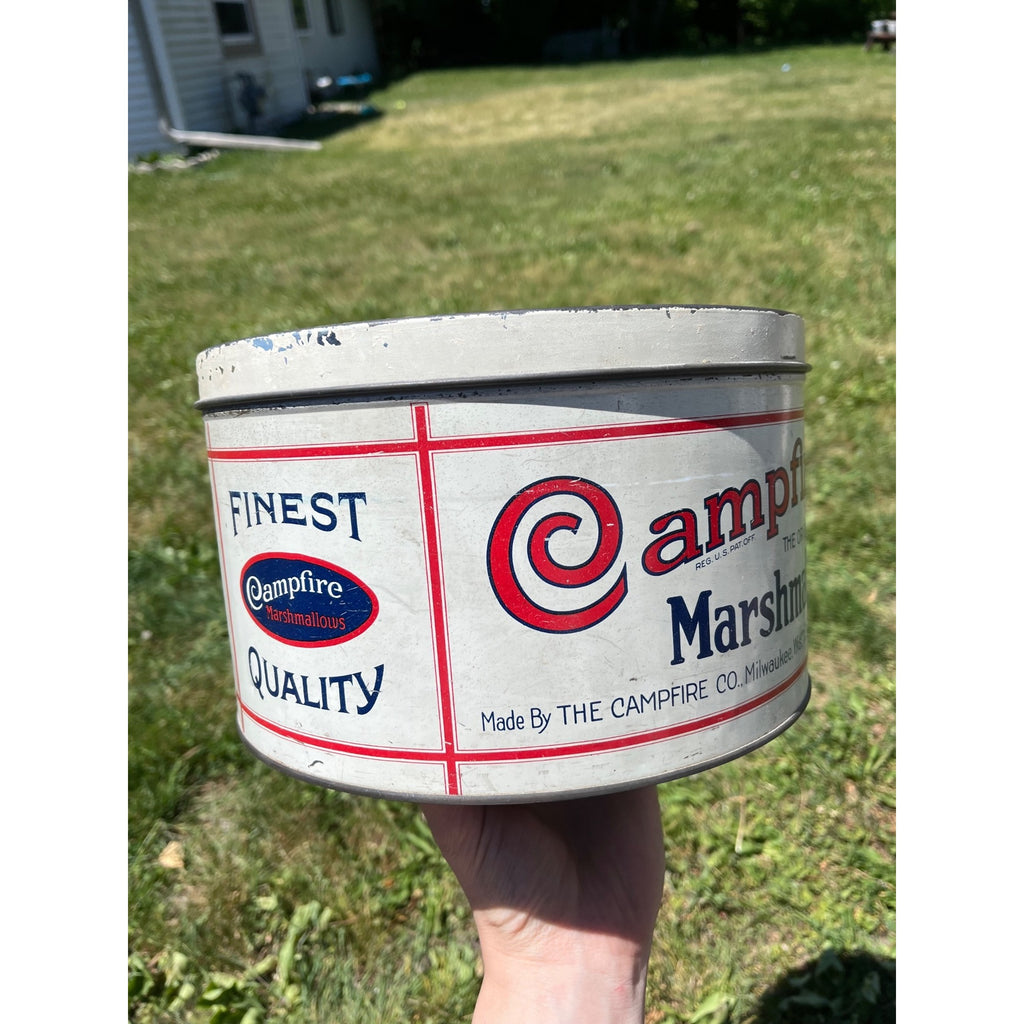 Vintage 1930s Campfire Marshmallows Advertising 5lb Tin Milwaukee Wis Wisconsin