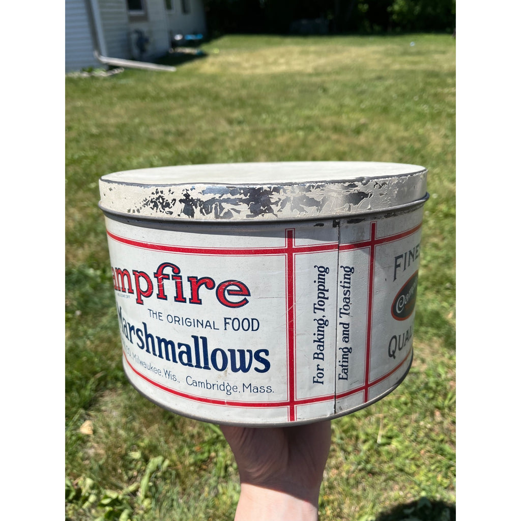 Vintage 1930s Campfire Marshmallows Advertising 5lb Tin Milwaukee Wis Wisconsin