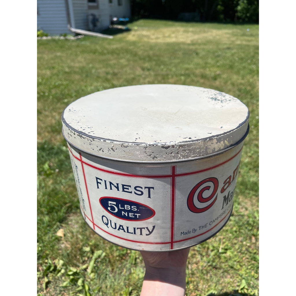 Vintage 1930s Campfire Marshmallows Advertising 5lb Tin Milwaukee Wis Wisconsin