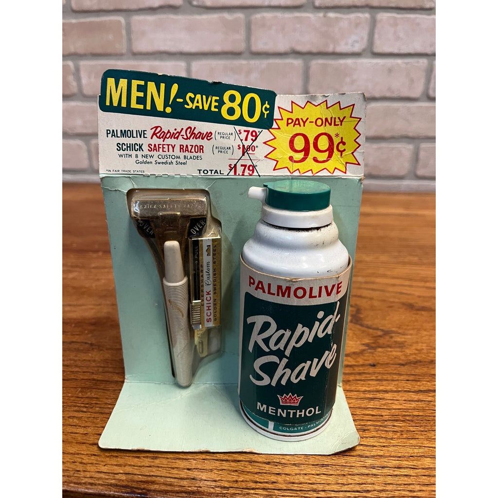 Vintage 1960s Palmolive Rapid Shave Store Advertising Display Schick Razor