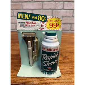 Vintage 1960s Palmolive Rapid Shave Store Advertising Display Schick Razor