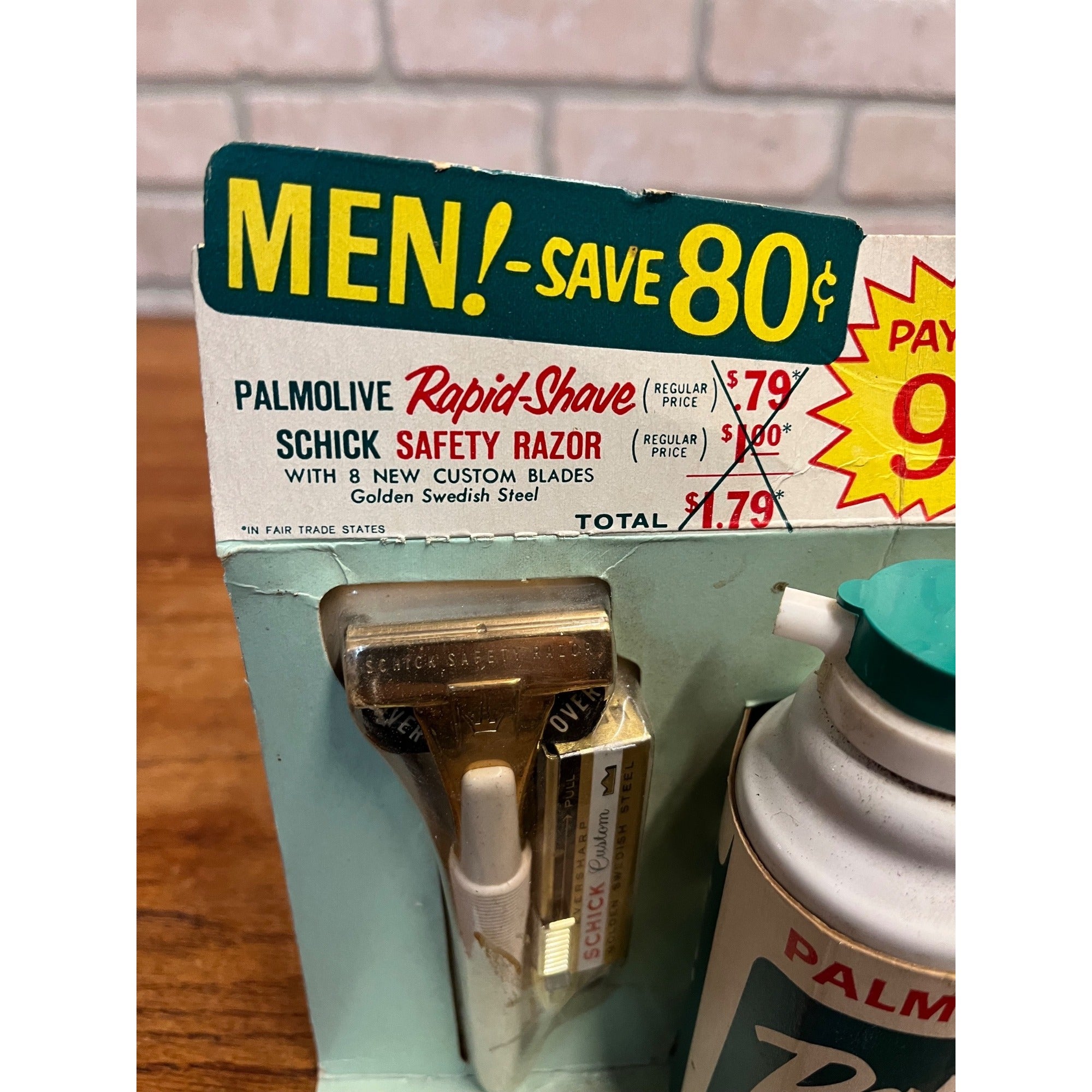 Vintage 1960s Palmolive Rapid Shave Store Advertising Display Schick Razor