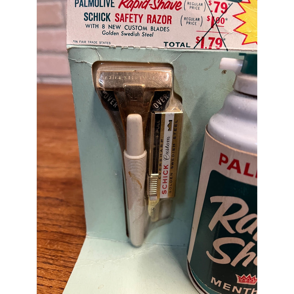 Vintage 1960s Palmolive Rapid Shave Store Advertising Display Schick Razor