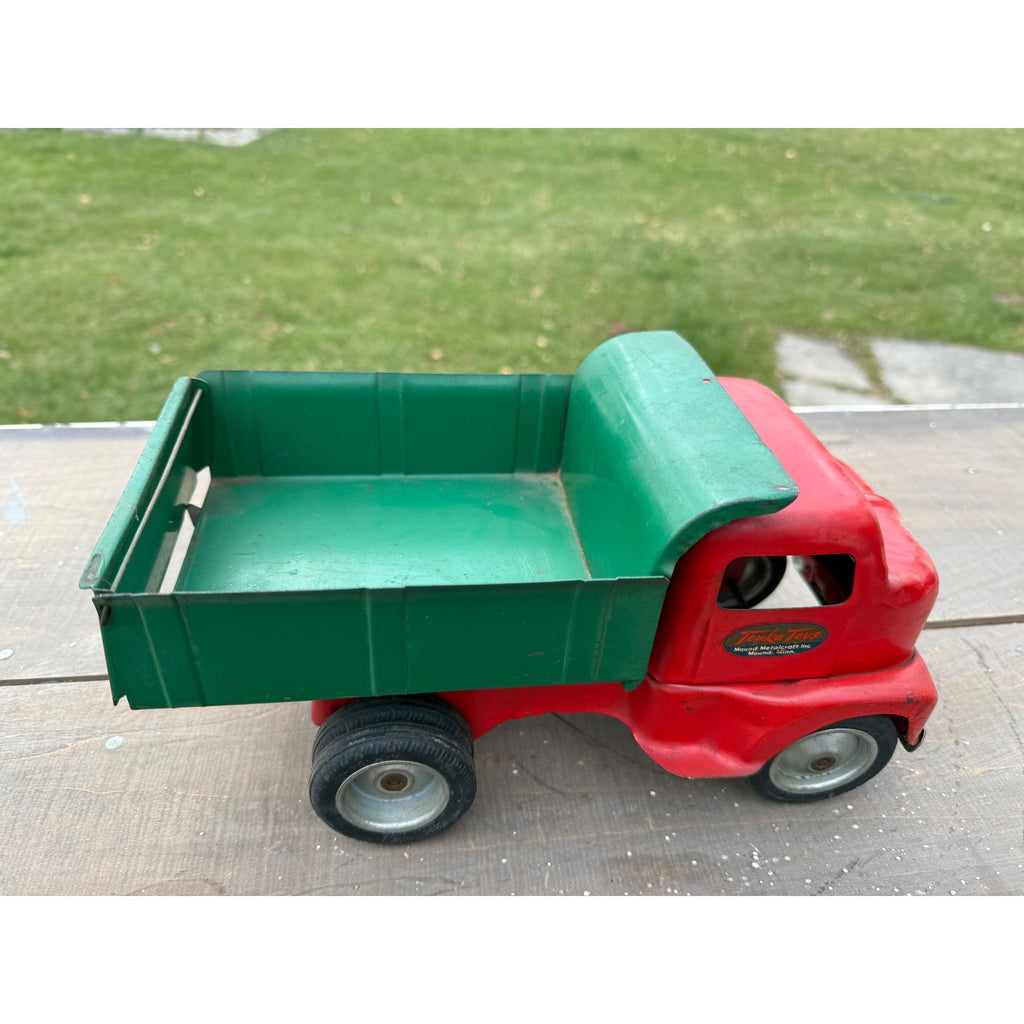Vintage Tonka Mound Metalcraft 1949 Dump Truck Green & Red Pressed Steel Toy
