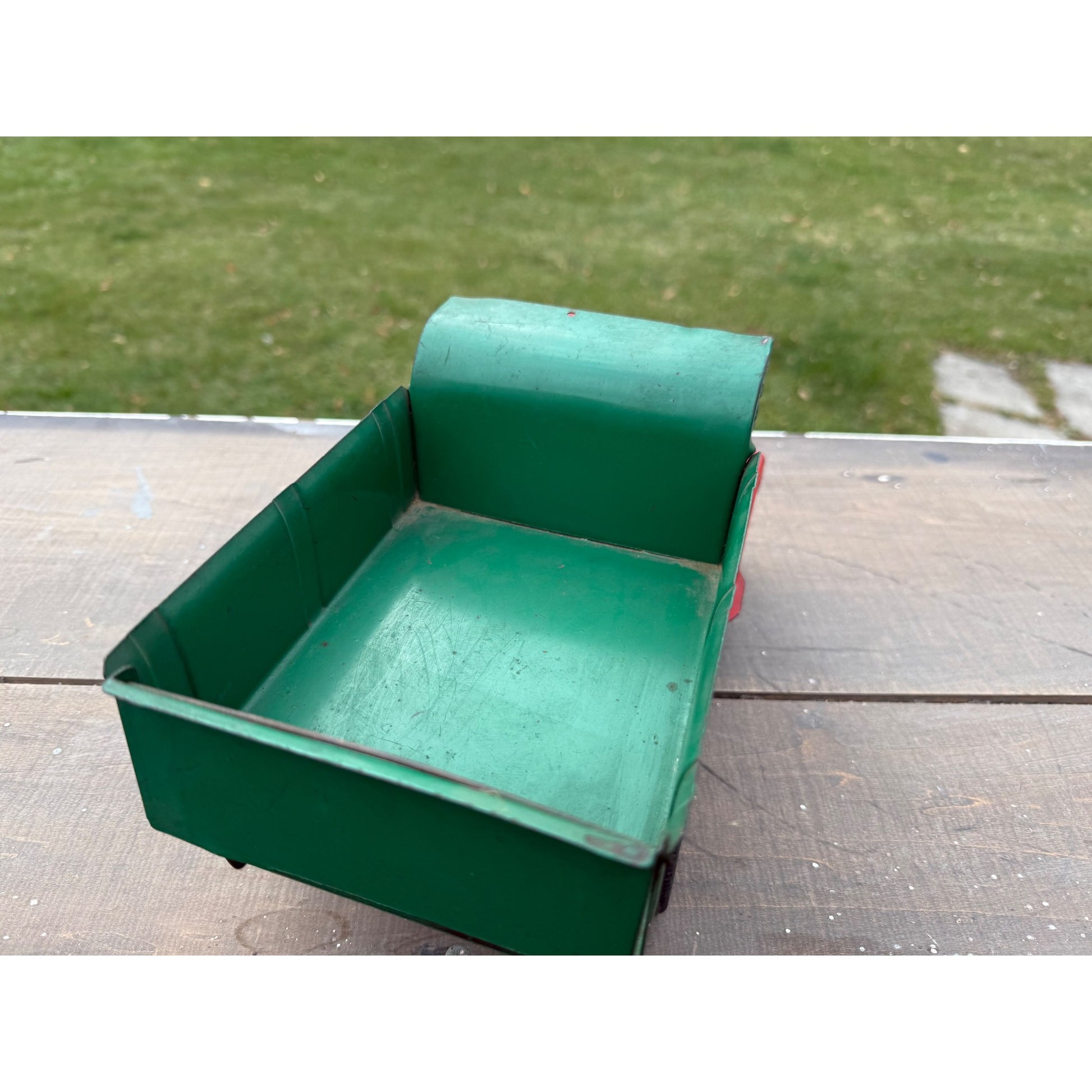Vintage Tonka Mound Metalcraft 1949 Dump Truck Green & Red Pressed Steel Toy