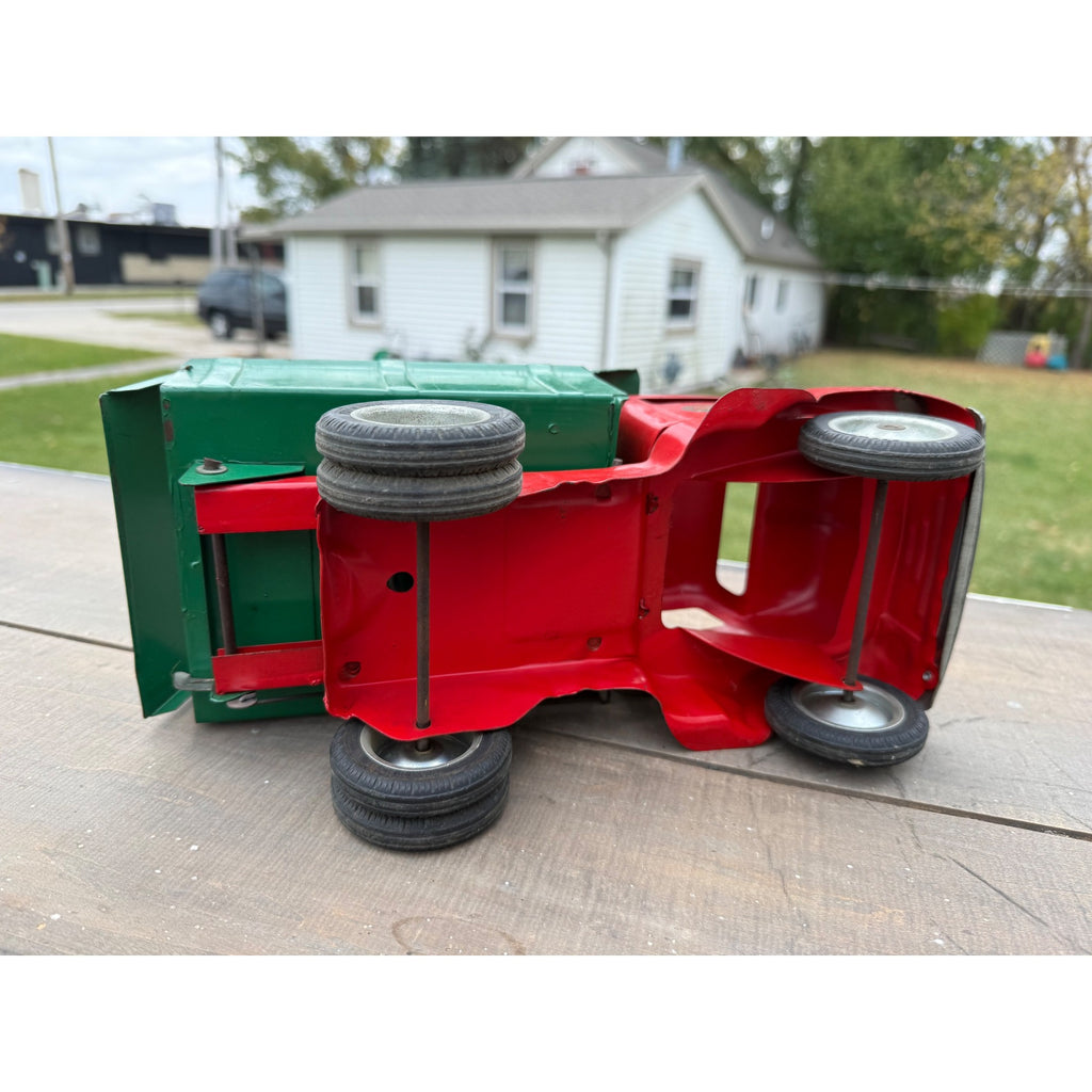 Vintage Tonka Mound Metalcraft 1949 Dump Truck Green & Red Pressed Steel Toy