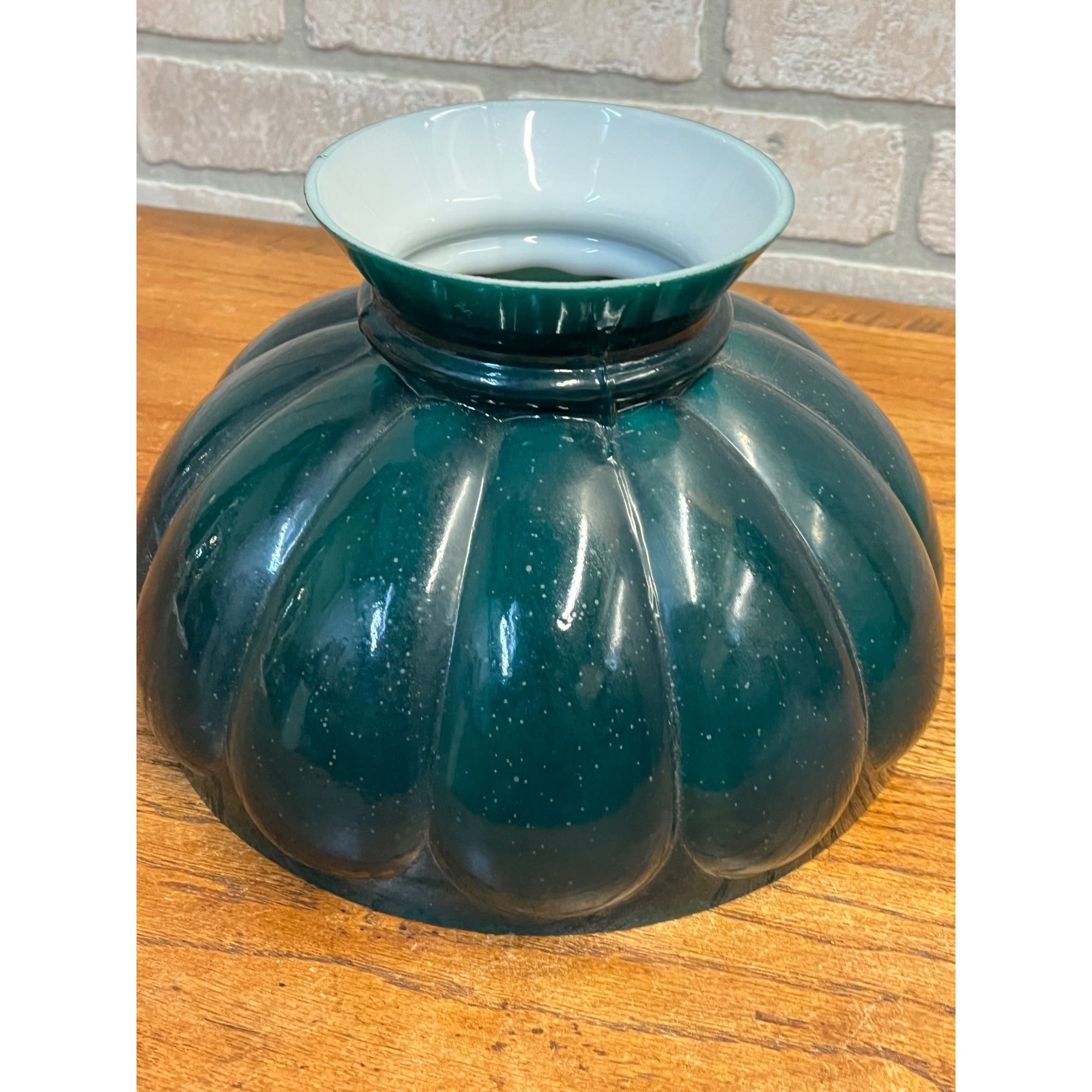 10" Fitter Aladdin Emerald Green Cased Glass Melon Student Lamp Light Shade