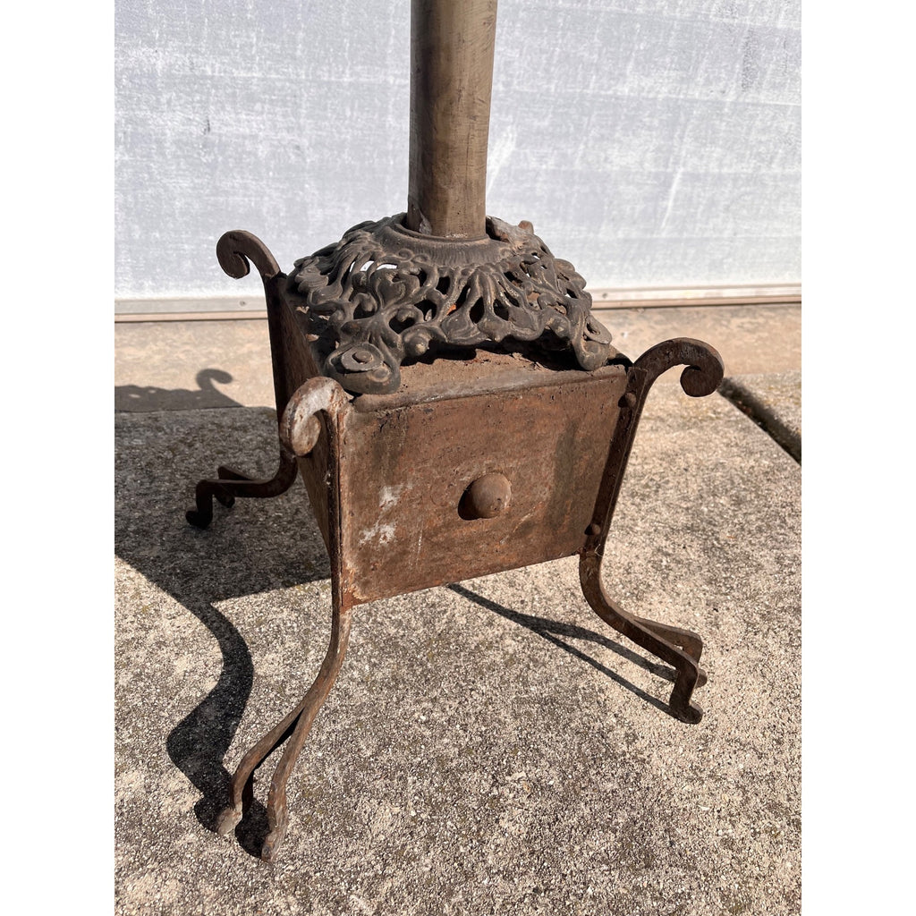 Antique 1900s Primitive Wooden Hat Rack w/ Cast Iron Base AAFA Folk Art Farmhouse