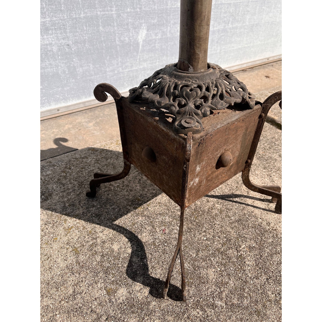 Antique 1900s Primitive Wooden Hat Rack w/ Cast Iron Base AAFA Folk Art Farmhouse