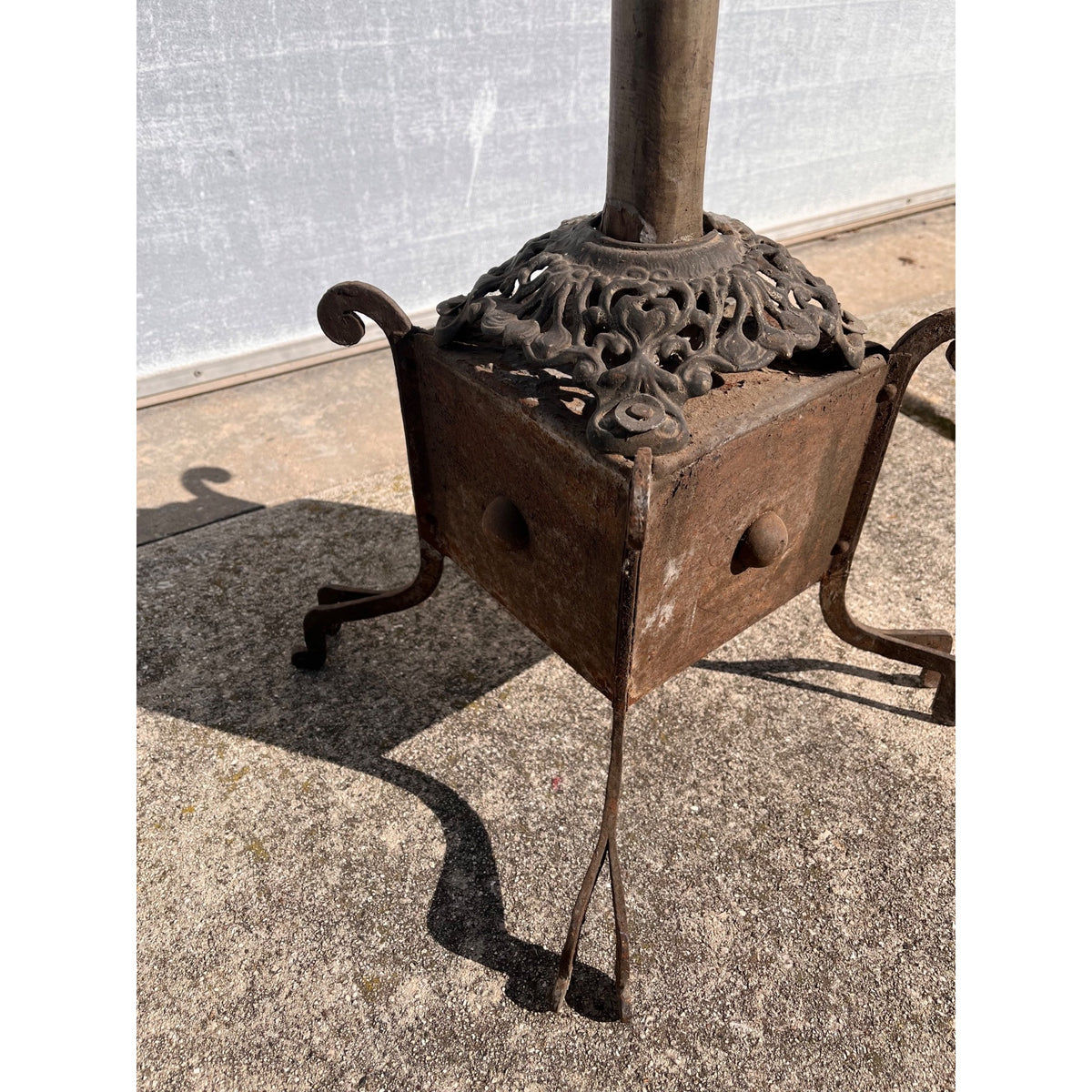 Antique 1900s Primitive Wooden Hat Rack w/ Cast Iron Base AAFA Folk Art Farmhouse