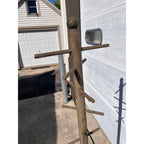 Antique 1900s Primitive Wooden Hat Rack w/ Cast Iron Base AAFA Folk Art Farmhouse