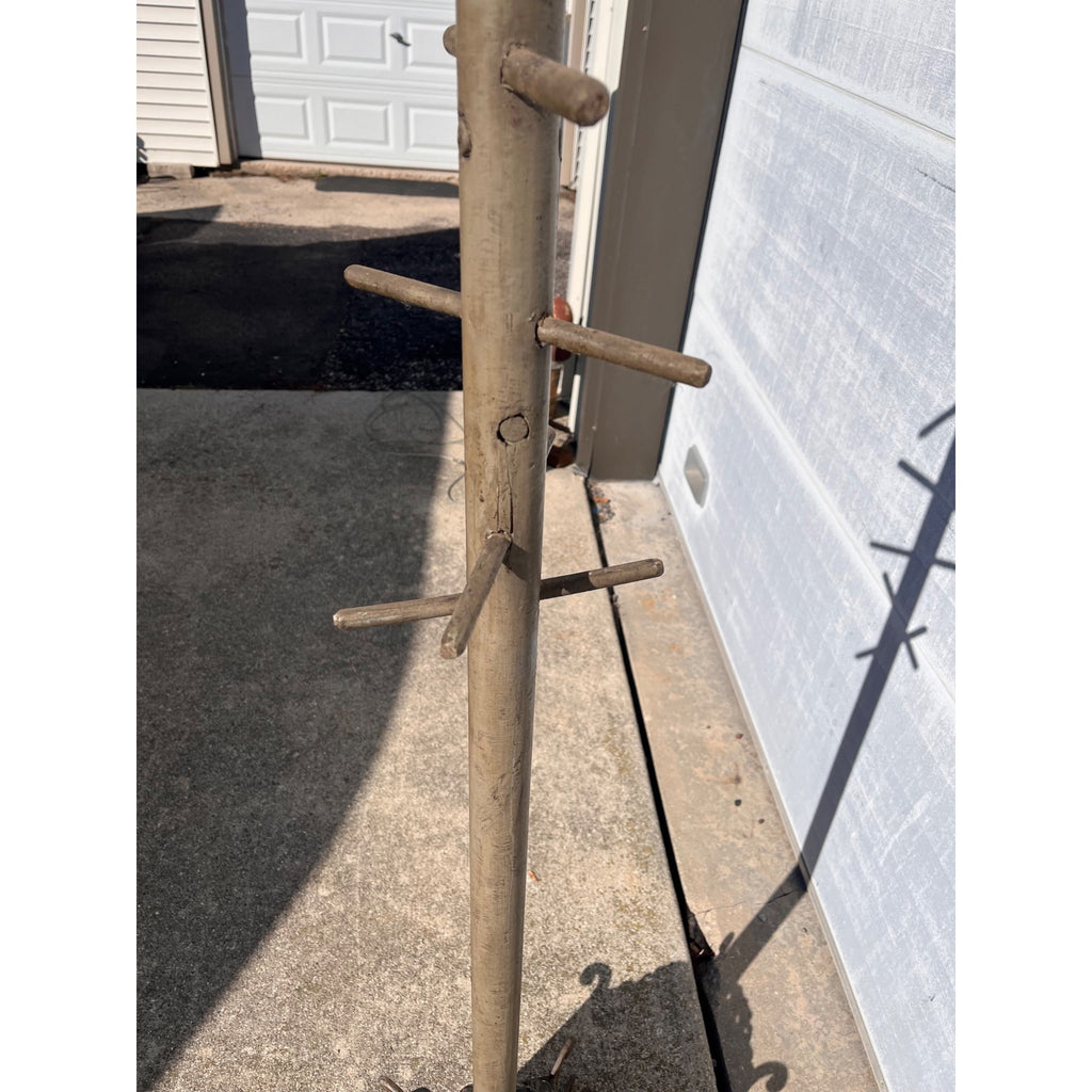 Antique 1900s Primitive Wooden Hat Rack w/ Cast Iron Base AAFA Folk Art Farmhouse
