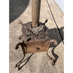 Antique 1900s Primitive Wooden Hat Rack w/ Cast Iron Base AAFA Folk Art Farmhouse
