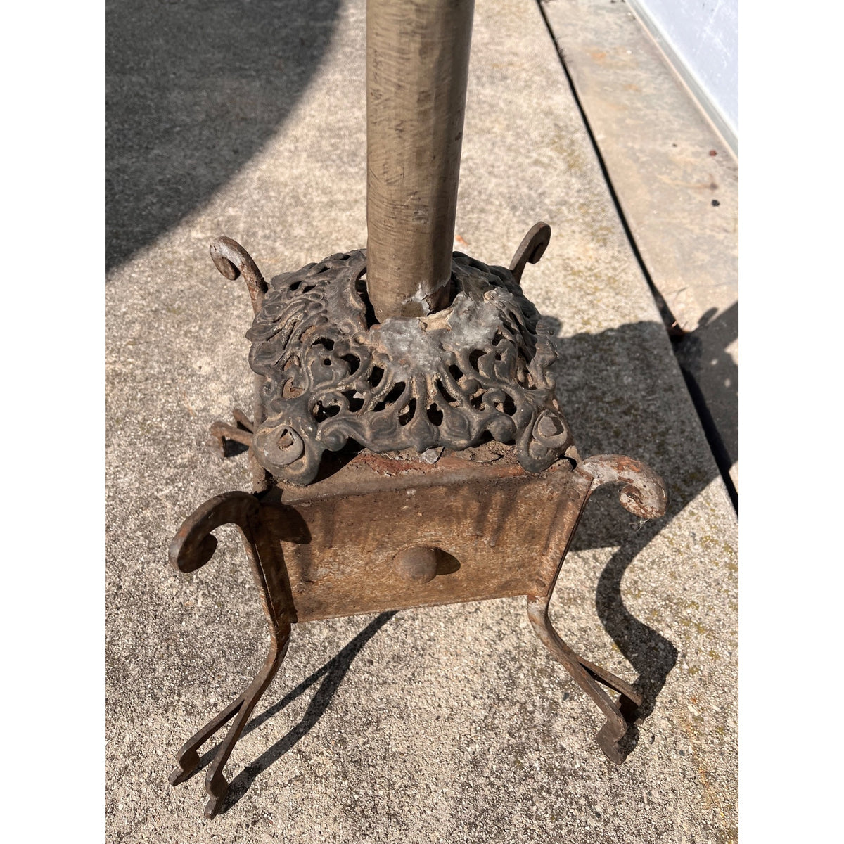 Antique 1900s Primitive Wooden Hat Rack w/ Cast Iron Base AAFA Folk Art Farmhouse
