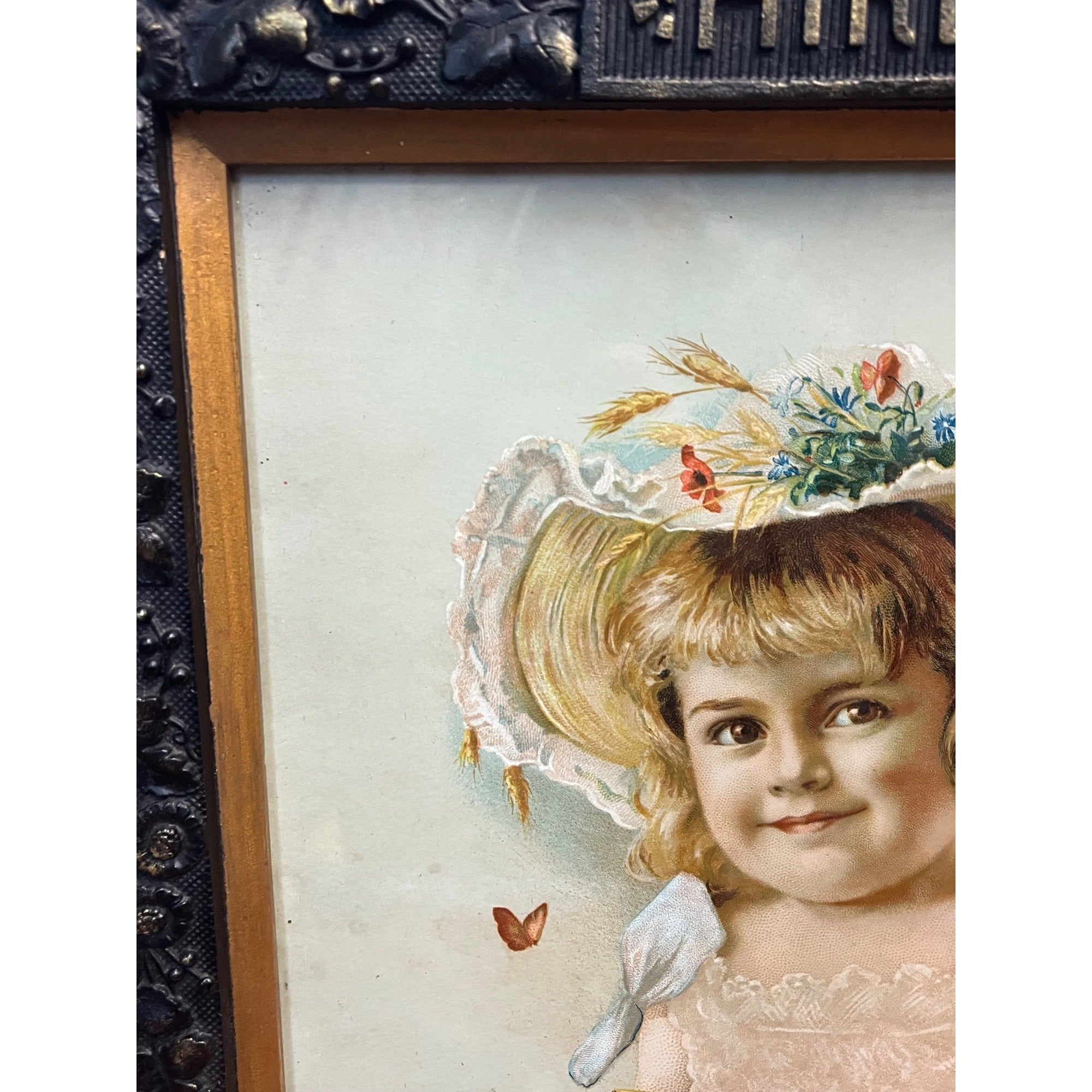 Original 1890s Hires Root Beer Victorian Framed Litho Advertising Sign Antique